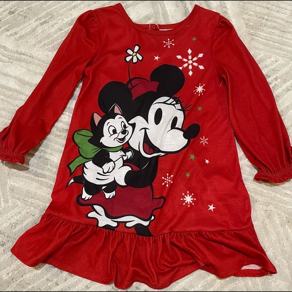 Disney Girls Red Mikey Mouse and Cat Christmas PJ’s